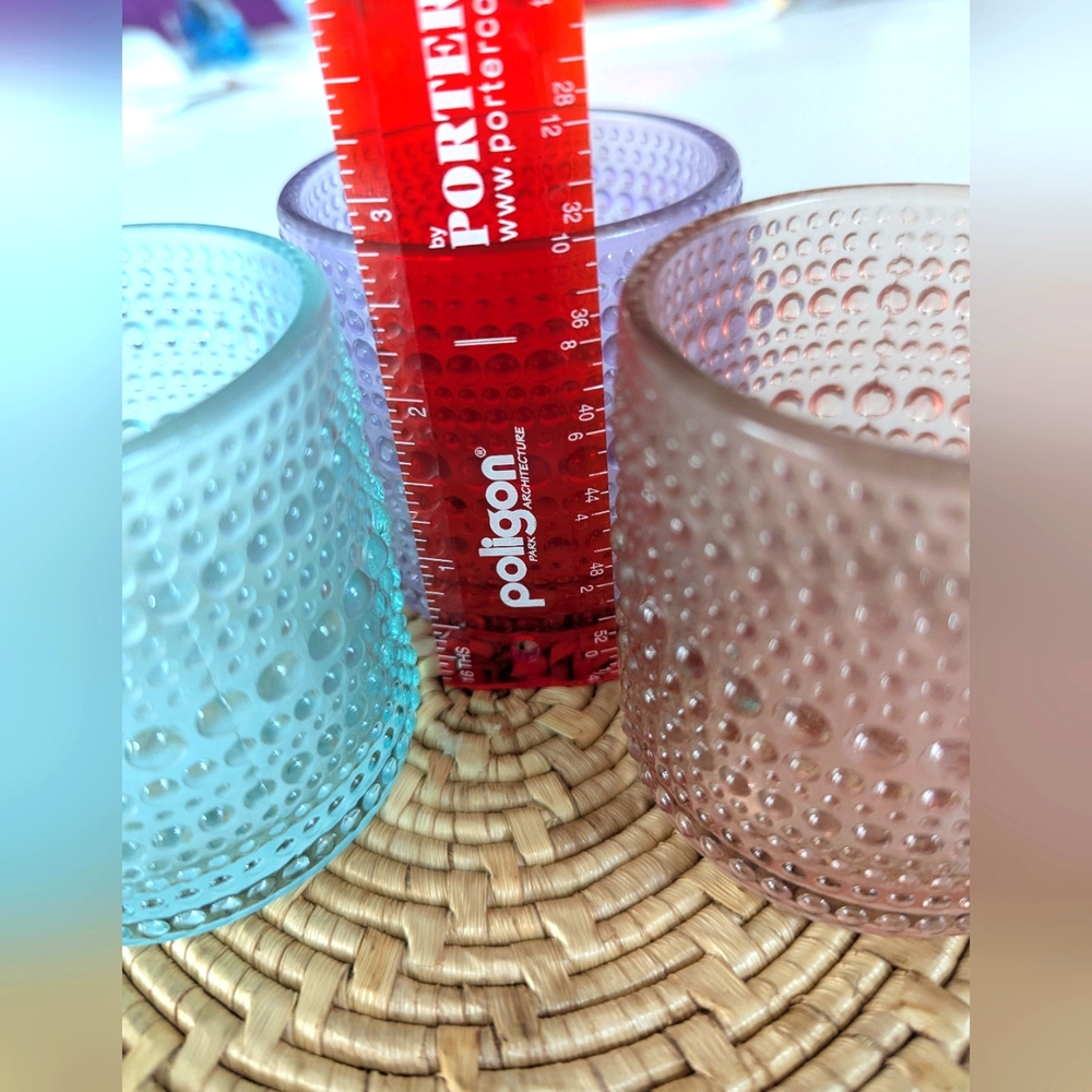 Set of Three Textured Glass Candle Holders (votive) - Picture 3 of 3